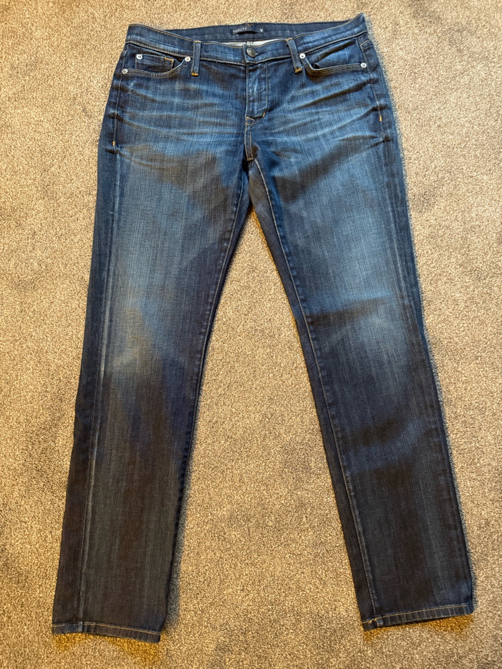 Fidelity Dark Indigo Denim Jeans with Brass Button